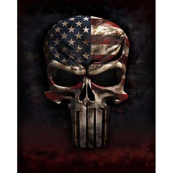 Unbranded Other - New Proud American Skull Patriotic US Flag Plush Throw Blanket USA Skeleton Head